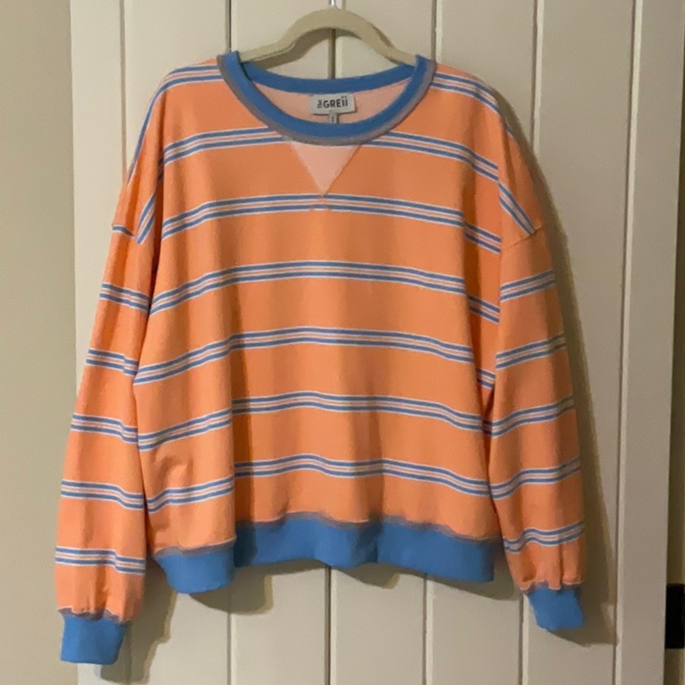 The GREii sweatshirt NIB. Size small, oversized fit. Cornflower Blue & orange